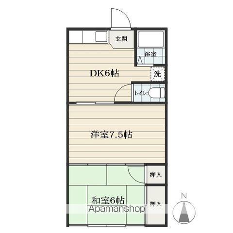 タウンハウス桜田B棟(2DK/1階)の間取り写真