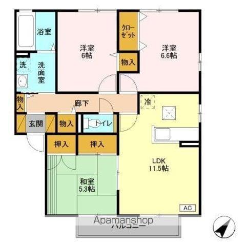 ローズガーデン・レジス ABCD(3LDK/1階)の間取り写真