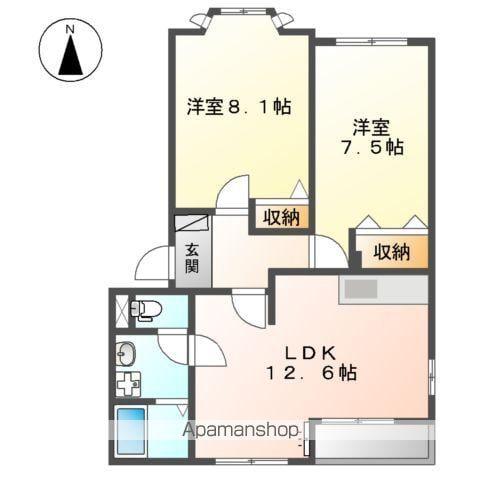 セシリアⅠ(2LDK/2階)の間取り写真