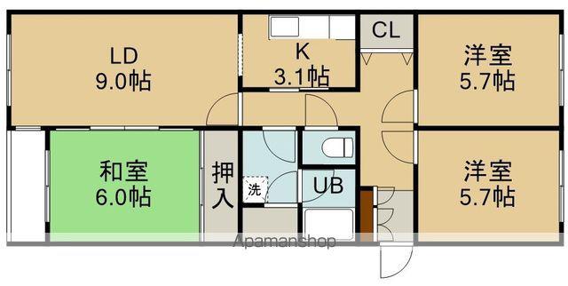 シャルム深堀(3LDK/1階)の間取り写真
