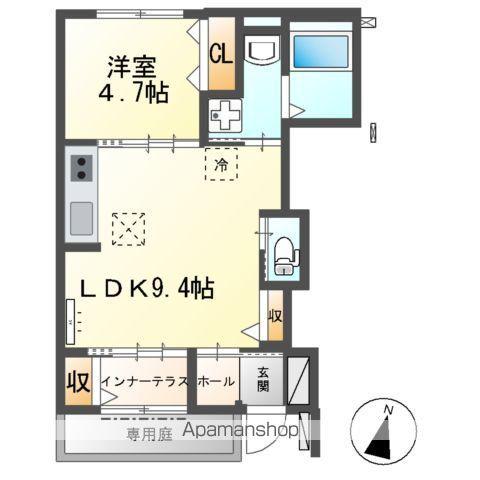 名古屋市東山線 中村公園駅 徒歩31分 2階建 築1年(1LDK/1階)の間取り写真