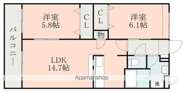 MAJOR大津北(2LDK/2階)の間取り写真