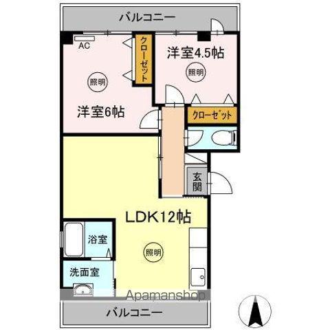 レジデンス水田駅前Ⅱ(2LDK/3階)の間取り写真