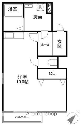 ラヴィータⅡ(ワンルーム/1階)の間取り写真