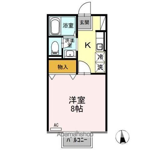 オークヒルズ(1K/1階)の間取り写真