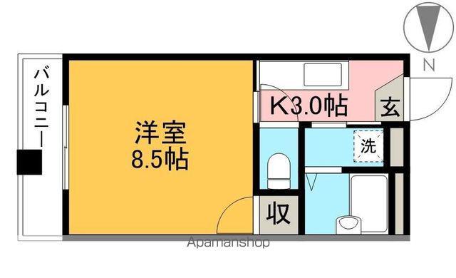 ハイツ岡林(1K/3階)の間取り写真