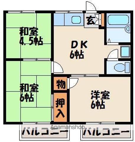 ゆりハイツ(3DK/2階)の間取り写真
