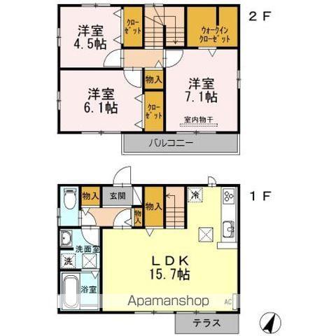 名古屋市東山線 上社駅 徒歩24分 2階建 築11年(3LDK)の間取り写真