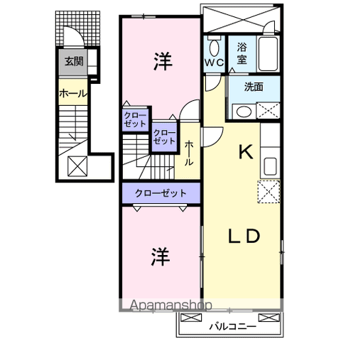 サンライズ 吾田(2LDK/2階)の間取り写真