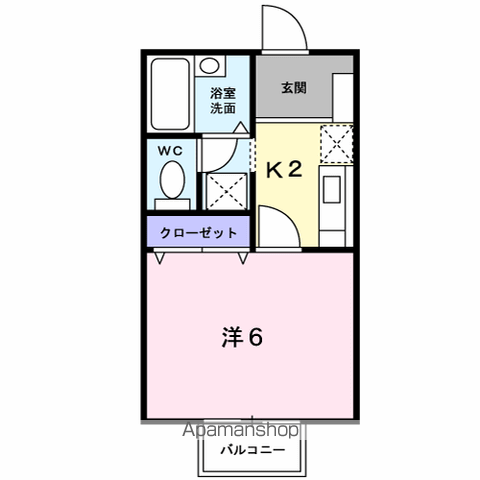 予讃線 丸亀駅 徒歩27分 2階建 築24年(1K/1階)の間取り写真