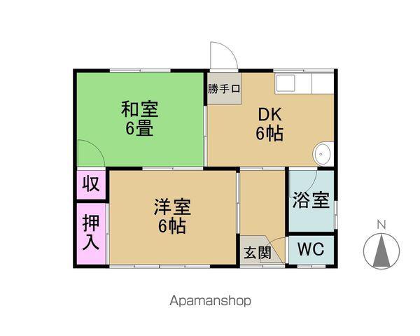 岐阜県大垣市 1階建 築47年(2DK)の間取り写真