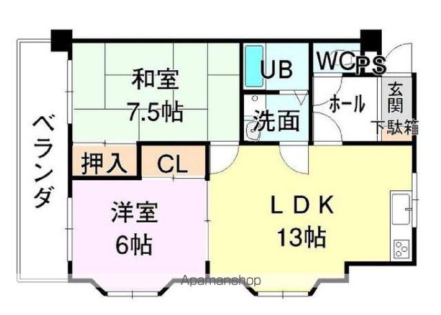 第7ゴトービル(2LDK/2階)の間取り写真