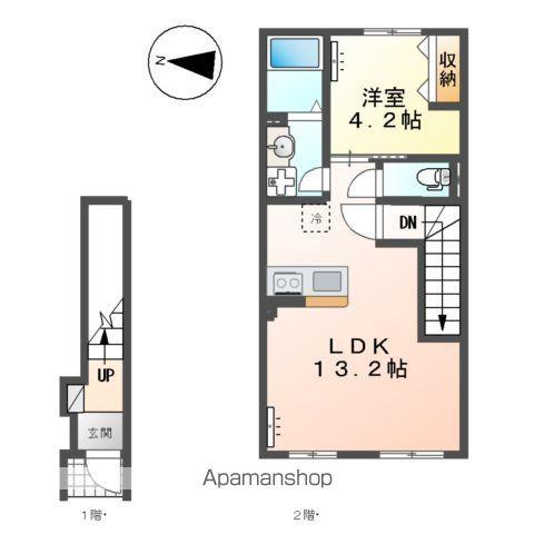 周南市横浜町アパート(1LDK/2階)の間取り写真