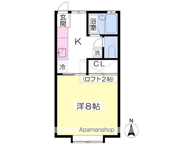 ドリーム館S棟(1K/2階)の間取り写真