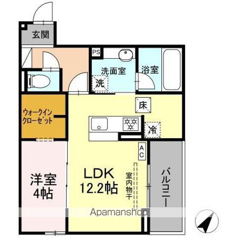 DCREST新川S(1LDK/1階)の間取り写真