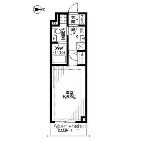 プレール・ドゥーク新宿中落合(1K/2階)の間取り写真