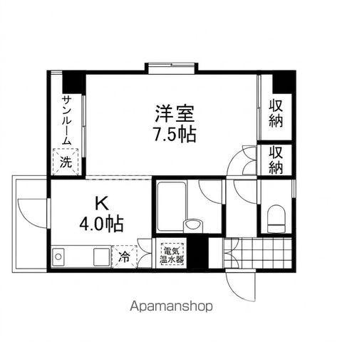 ツインフィル(1K/4階)の間取り写真