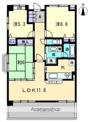 サウスフォレスト(3LDK/9階)の間取り写真