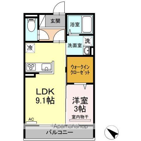 グランディールK(1LDK/3階)の間取り写真