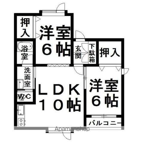 メゾンドココ(2LDK/2階)の間取り写真
