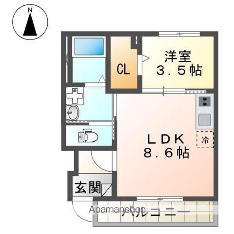 ロングパイン(1LDK/1階)の間取り写真