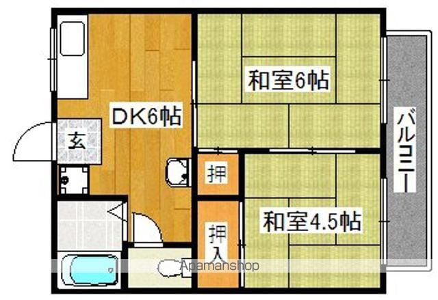 市森ハイツ C棟(2DK/2階)の間取り写真
