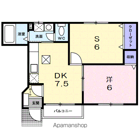 ベルアラモ(1SDK/1階)の間取り写真