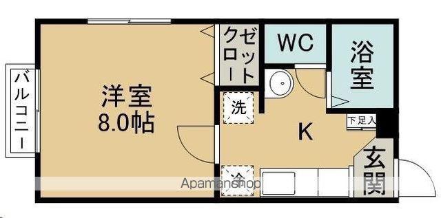 ヴェルディ国見(1K/2階)の間取り写真
