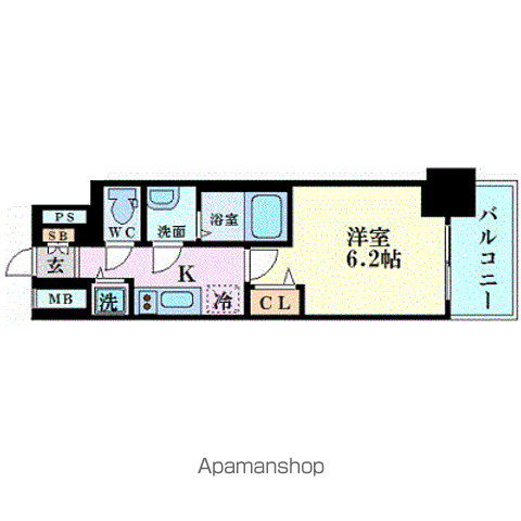 プレサンス扇町駅前(1K/11階)の間取り写真