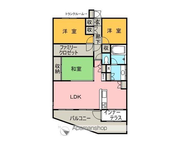 ヒューマンスクエア本宮アートヴィレッジ(3LDK/4階)の間取り写真