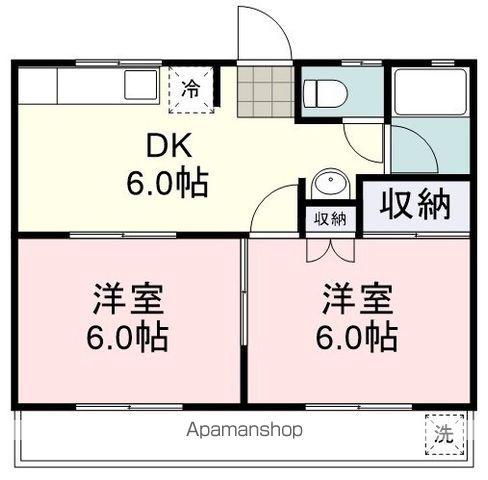 クローバーハイツ(2DK/2階)の間取り写真