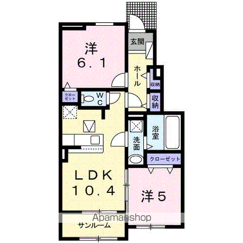 コート・ダジュール緑町 Ⅰ(2LDK/1階)の間取り写真