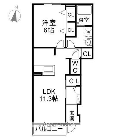 サンカーサMⅡ(1LDK/1階)の間取り写真