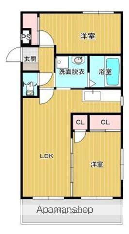 COURT 遊悠館(2LDK/2階)の間取り写真