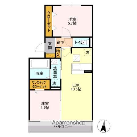 レイク藤和 A(2LDK/1階)の間取り写真