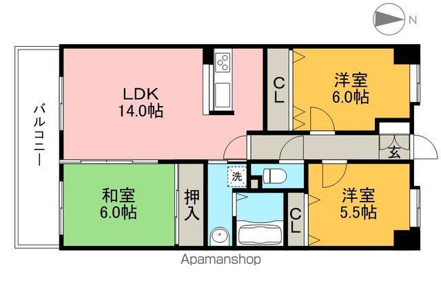 フォルツ南御座(3LDK/8階)の間取り写真