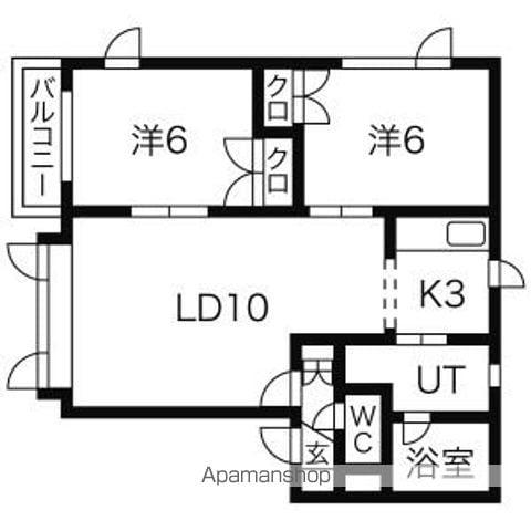 アベニューおちB(2LDK/1階)の間取り写真