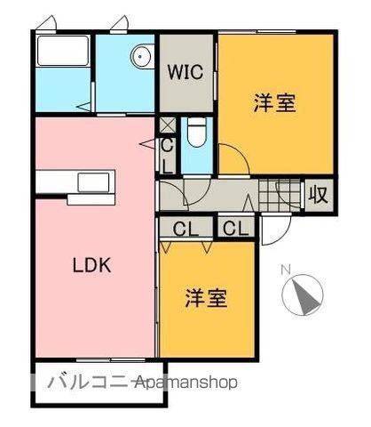 シャトーグローリーC棟(2LDK/1階)の間取り写真