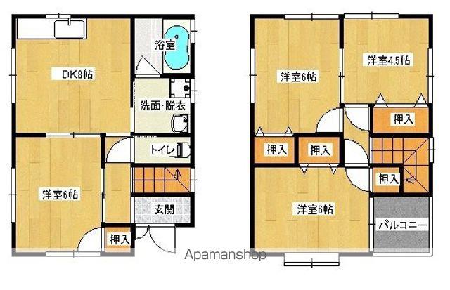 山陽本線 福山駅 バス乗車時間:15分 新涯町六丁目バス停で下車 徒歩7分 2階建 築21年(4DK)の間取り写真
