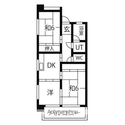 コーポ香流橋(3DK/3階)の間取り写真