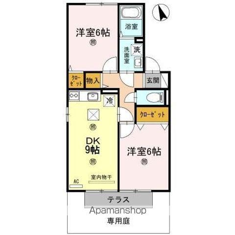 クラージュA(2DK/1階)の間取り写真