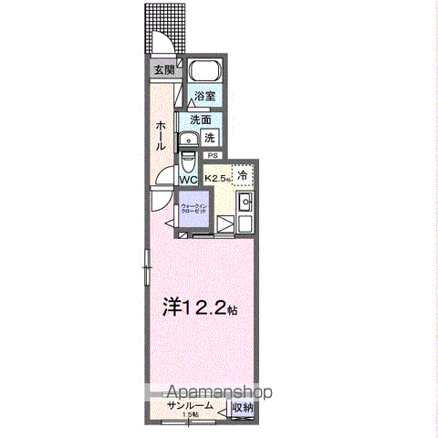 メゾンラテ稲葉(1K/1階)の間取り写真