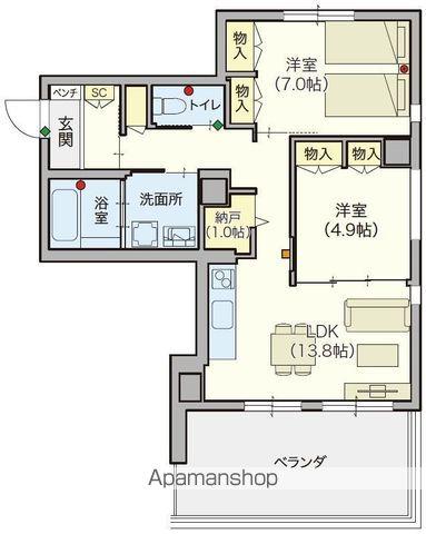 ヘーベルVILLAGE 西船橋駅前 パティオメープル(2LDK/4階)の間取り写真