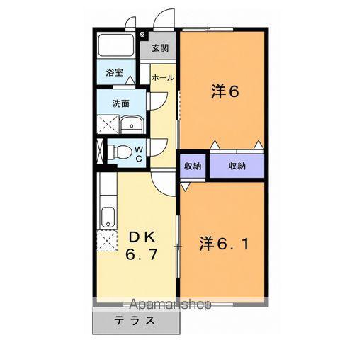 メゾン高積Ⅱ(2DK/1階)の間取り写真