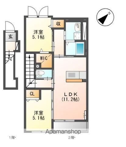 ソラーレ梅満(2LDK/2階)の間取り写真