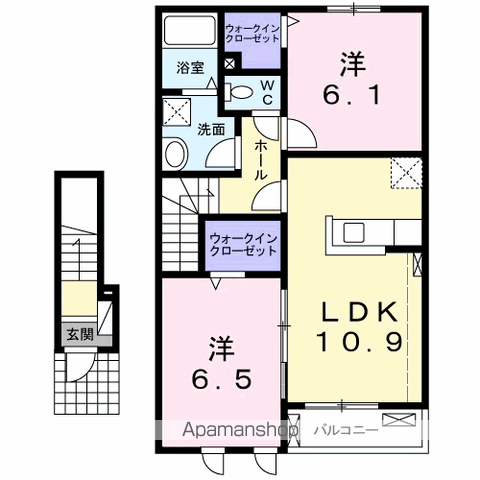 プラシード・アルバ(2LDK/2階)の間取り写真