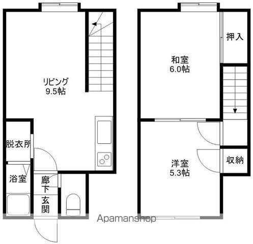 アーバンライフハウス(2DK/2階)の間取り写真