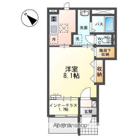 フラワーフォレスト(1K/1階)の間取り写真