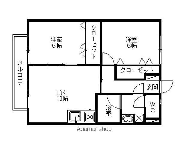 グラシア聖和(2LDK/2階)の間取り写真