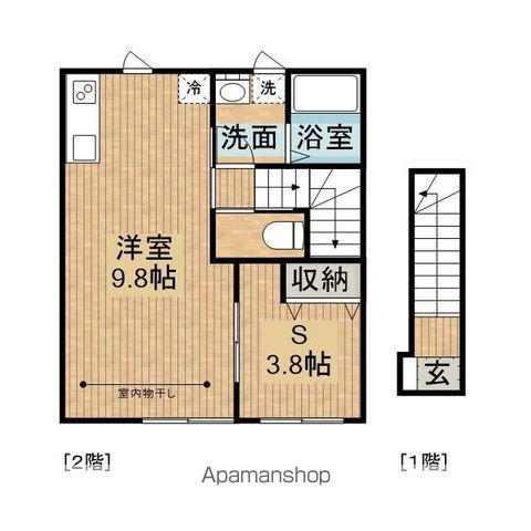 テゾーロ梨木C棟(1LDK/2階)の間取り写真